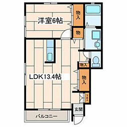 リビオン藤沢A 1LDKの間取図画像