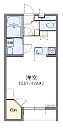 レオパレスRiver2 1Kの間取図画像