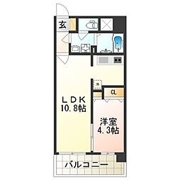 アール・オー・ハイム松崎町 1LDKの間取図画像