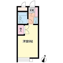 シティアビタ溝口B棟 ワンルームの間取図画像