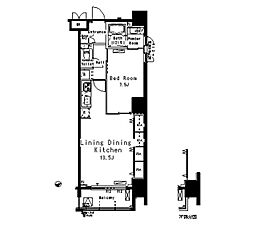 パークアクシス八丁堀 4階1LDKの間取り