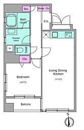 ラクラス田原町 1LDKの間取図画像