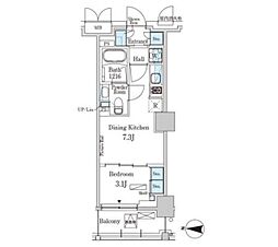 PARKAXIS本所吾妻橋サウスレジデンス 1DKの間取図画像
