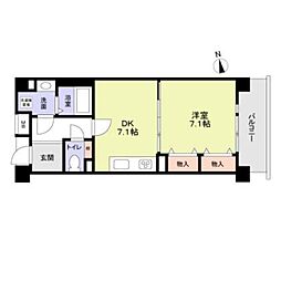 UR都市機構コーポレート武蔵境 1DKの間取図画像
