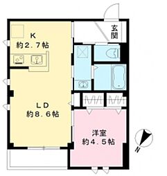都営浅草線 戸越駅 徒歩13分の賃貸マンション 2階1LDKの間取り