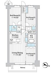 アビティグランデ砧 3LDKの間取図画像