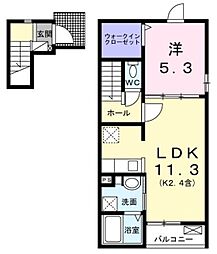 アルドーレ 2階1LDKの間取り