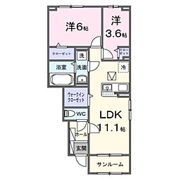 ブリーズガーデン 2LDKの間取図画像