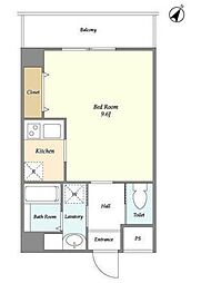 リテラス町屋 3階ワンルームの間取り