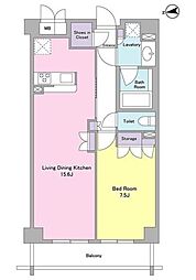 CITYCURRENT代官山 1LDKの間取図画像