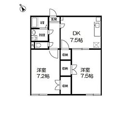 アンプルール　フェール　メルベェイユー 3階2DKの間取り