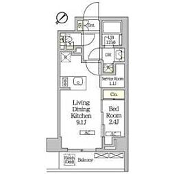 ラティエラ武蔵小山レジデンス 1SLDKの間取図画像