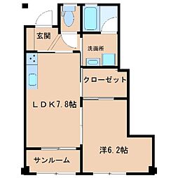 アプリシエイト 1階1LDKの間取り