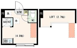 アカリテラス板橋本町 1階ワンルームの間取り