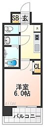 プレリス尼崎レーネヴィア 1Kの間取図画像