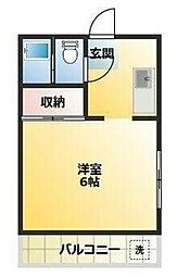 ファニー 3階1Kの間取り