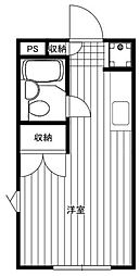 ドルフ深大寺 2階ワンルームの間取り