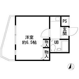 ラヴニール南常盤台 3階1Kの間取り
