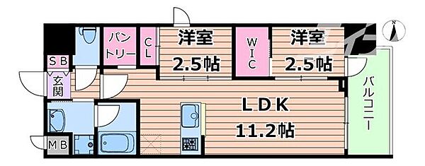 セレニテフラン梅田 ｜大阪府大阪市北区西天満６丁目(賃貸マンション2LDK・3階・41.71㎡)の写真 その2