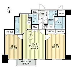 日神パレステージ西麻布 2LDKの間取図画像