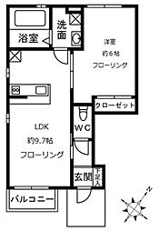 ラフィーネ 1階1LDKの間取り