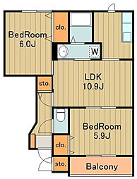 セゾン・グラシュー1 2LDKの間取図画像