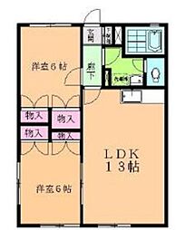 セレッソ中田A棟 2LDKの間取図画像