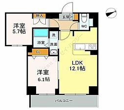 ＬＡＳＡ大崎V 1階2LDKの間取り