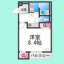 フジパレス南清水町サウス 1Kの間取図画像