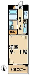 ヴィクトワール 1Kの間取図画像