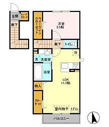 エスペランサB 1LDKの間取図画像