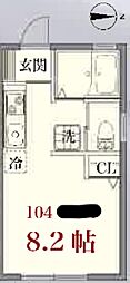 プレシャス船橋一番館 ワンルームの間取図画像