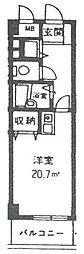 パストラーレ新井 1Kの間取図画像