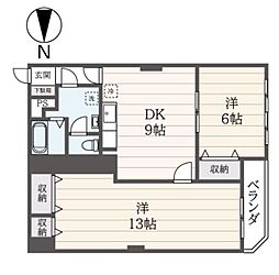 三竹マンション 2DKの間取図画像