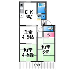 浜寺グリーンハイツB 3DKの間取図画像