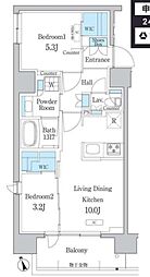 デュオフラッツ浅草田原町 13階2LDKの間取り