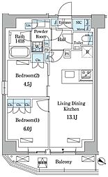 PARKAXIS赤坂山王 2LDKの間取図画像