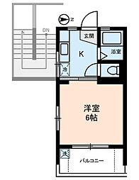 エコーマンション 4階1Kの間取り