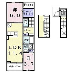 カーサルーチェ 2LDKの間取図画像