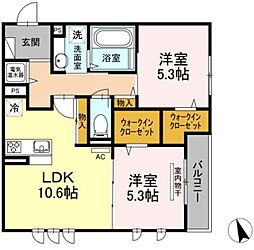 パラカント 2LDKの間取図画像