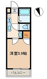ガーネット柏 1Kの間取図画像