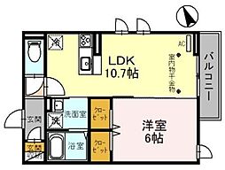 プランドール蒲生南町1 1LDKの間取図画像