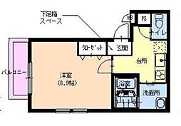 フジパレス立花ウエスト 1Kの間取図画像