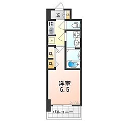 南海高野線 堺東駅 徒歩12分の賃貸マンション 8階1Kの間取り