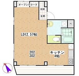 東ビル 2階ワンルームの間取り