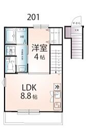 Ｃａｓａ Ｓｉｍｐａｔｉａ小金井 2階1LDKの間取り