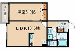 Wisteriagarden 1LDKの間取図画像