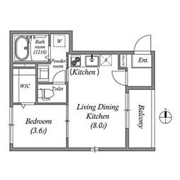 エディフィッシオ椥辻 3階1LDKの間取り