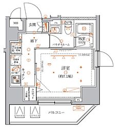 クレイシア入谷竜泉 1Kの間取図画像