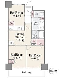 イーストコア曳舟一番館 16階3DKの間取り